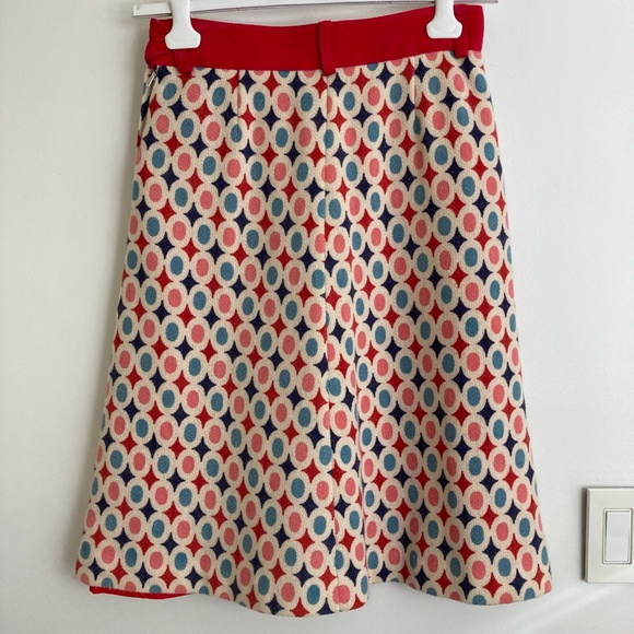 Eley Kishimoto skirt, blue/pink/red/off-white wool with red corduroy band, size - Picture 3 of 7